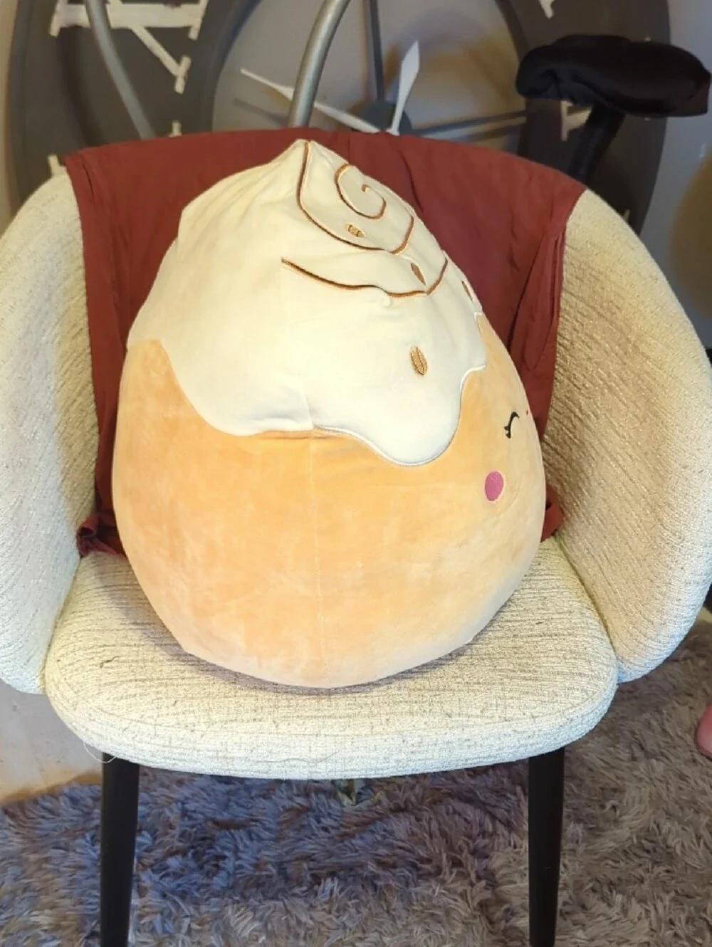 Squishmallows Cinnamon Roll Pillow - Cream, Tan & Pink Accent